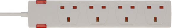 EXTENSION SOCKET UK 4 WAY 2M WHITE