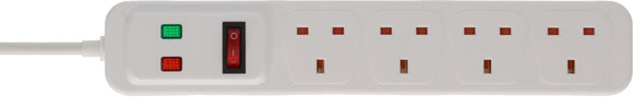 EXTENSION SOCKET UK 4 WAY + SW SURGE PROTECTOR 2M