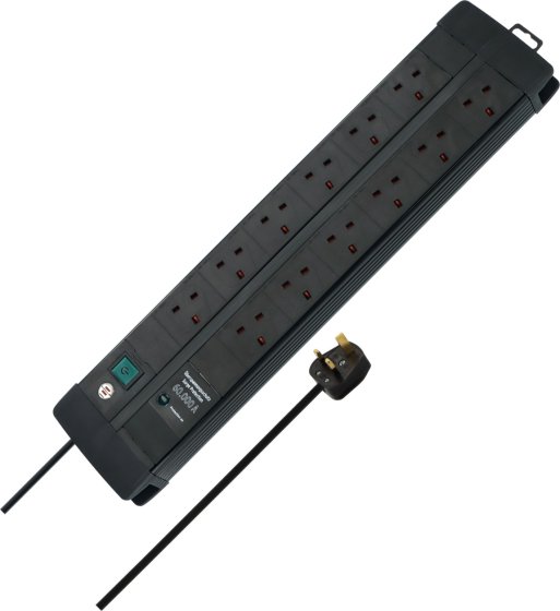 EXTENSION SOCKET UK 12 WAY + SURGE PRO 3M