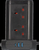 13A SOCKET TOWER 8WAY + 1USBC+2USB A 2M BLACK