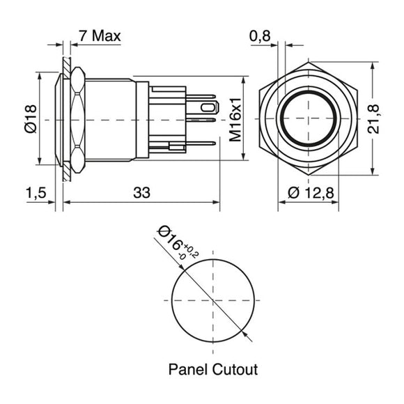 SWITCH VANDAL PROOF PUSH GREEN N/O-N/C 24V IP65