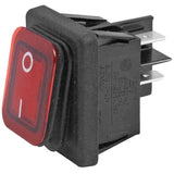 SWITCH ROCKER DPDT 16A 250V RED 250V IP65