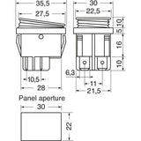 SWITCH ROCKER DPDT 16A 250V RED 250V IP65