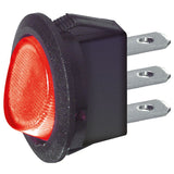 ROCKER SWITCH ROUND ON-OFF RED 6.5A 250VAC