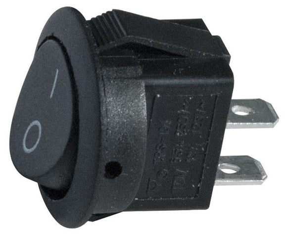 SWITCH ROCKER ROUND ON-OFF BLACK 12VDC 16 AMP