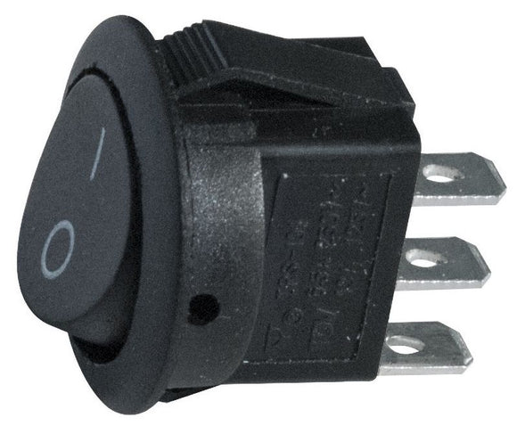 SWITCH ROCKER ROUND ON-ON BLACK 12VDC 16Amp