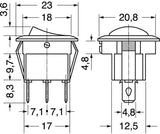 SWITCH ROCKER ROUND ON-ON BLACK 12VDC 16Amp