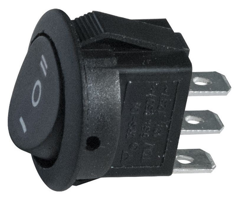SWITCH ROCKER ROUND ON-OFF-ON BLACK 12VDC 16 Amp – G&E Electronics Ltd