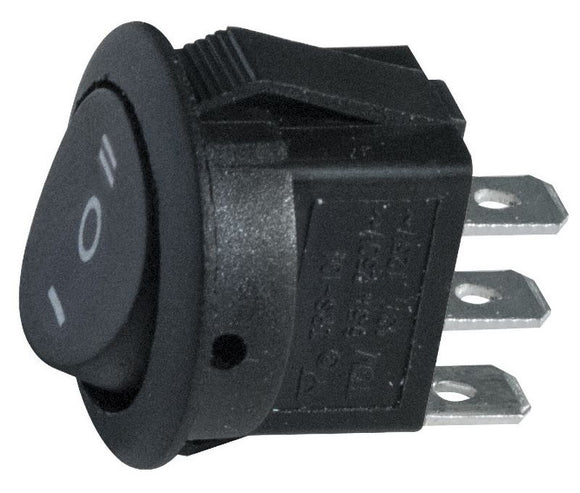 SWITCH ROCKER ROUND ON-OFF-ON BLACK 12VDC 16 Amp