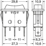 SWITCH ROCKER AUTO/RETURN BLACK 12VDC 35Amp