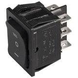 SWITCH ROCKER 3 POS AUTO/RETURN BLACK 12VDC 35Amp