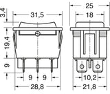 SWITCH ROCKER 3 POS AUTO/RETURN BLACK 12VDC 35Amp