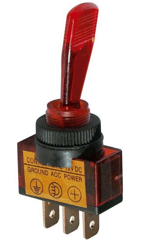 LEVER SWITCH ON-OFF RED 12VDC 20Amp