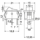 SWITCH MINATURE ROCKER SPDT 6A 250V WHITE