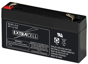 BATTERY LEAD ACID 6V 1.3AH EXTRACELL L98xW25xH54MM