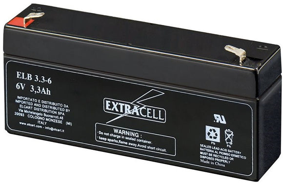BATTERY LEAD ACID 6V 3.3AH EXTRACEL L134xW35xH61MM
