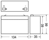 BATTERY LEAD ACID 6V 3.3A EXTRACEL L134xW33xH60MM