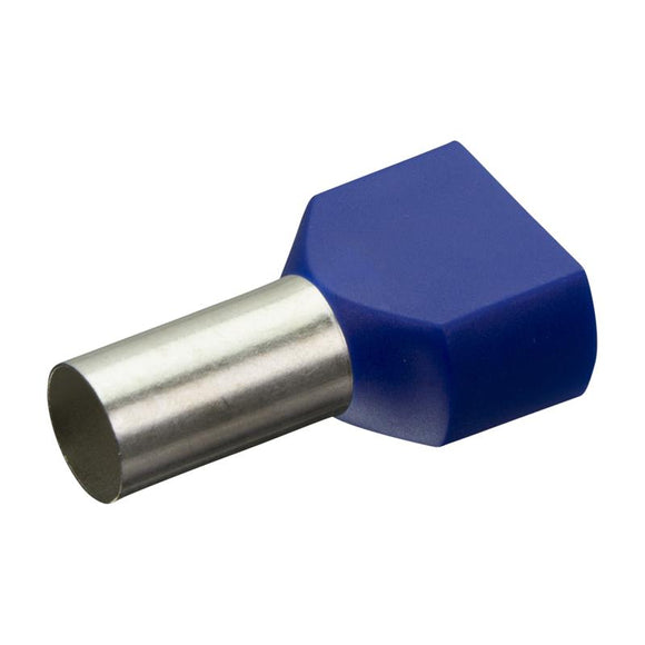 TWIN CORD END TERMINAL BLUE 2x16mm