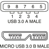 LEAD USB PLUG A 3.0 - MICRO USB 3.0 B MALE1.8M