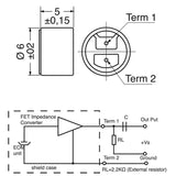 MICROPHONE CAPSULE CONDENSOR 600 OHM OMNI 5x6mm