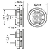 VOLT-AMP METER 12/24V 0-10AMP PANEL MOUNT