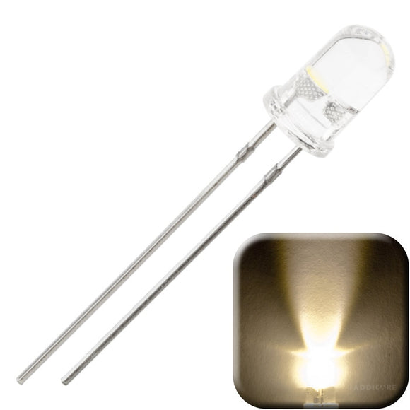 LED WHITE 5mm ULTRA BRIGHT H/E LUMIN 1800