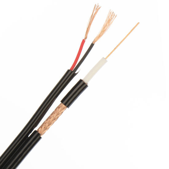 CABLE RG59 SIAMESE + 0.75MM LSZH BLACK 100m FLEXIC