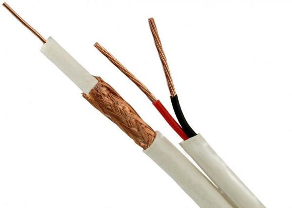 CABLE RG59 SIAMESE + 0.75MM LSZH WHITE 100m FLEXIC