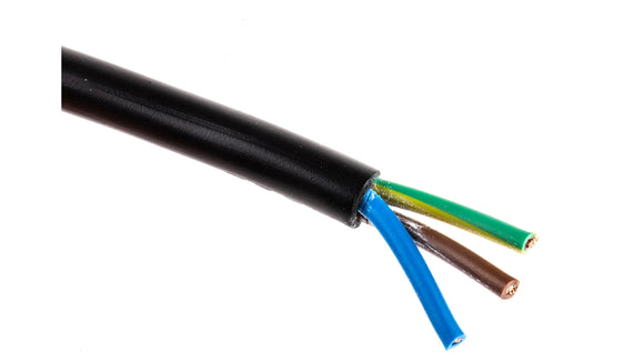 CABLE MAINS ROUND 3x0.75MM BLACK H03VV-F