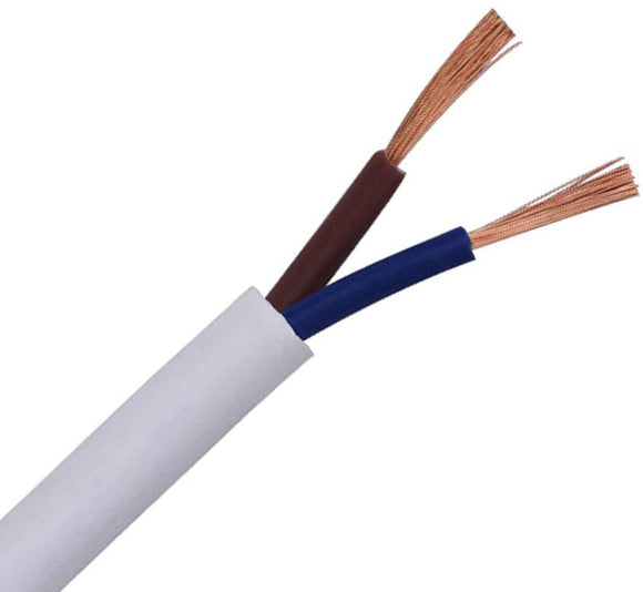 CABLE MAINS ROUND 2 CORE 1mm WHITE H05VV