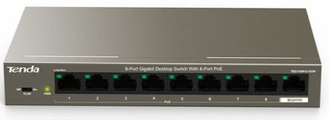 9 PORT GIGABIT DESK TOP SWITCH 8 PORT POE TENDA