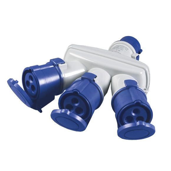 COMMANDO PLUG - 3 SOCKET 16A 2P+E BLUE IP44 SCAME