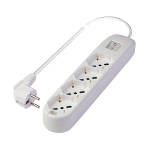 EXTENSION SOCKET 4 WAY+SW WHITE 1.5M