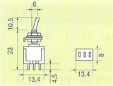 SWITCH TOGGLE ON/ON AUTO RETURN 3P3DT