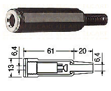 JACK SOCKET IN LINE 6.3mm STEREO PLASTIC