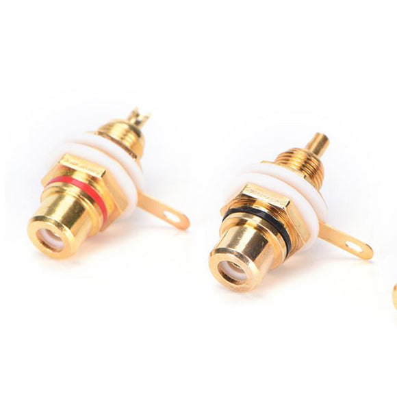 PHONO SOCKET PANEL MOUNT BLACK GOLD PLATED