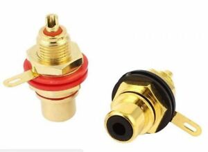 PHONO SOCKET PANEL MOUNT BLACK GOLD PLATED