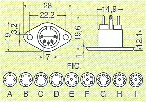 DIN SOCKET 5WAY C CHASSIS MOUN