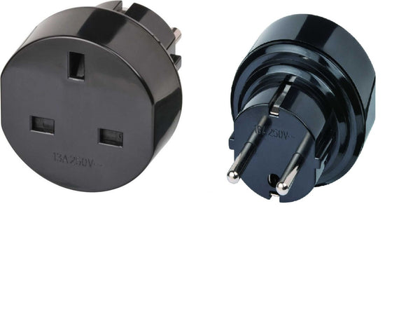 ADAPTOR TRAVEL SCHUKO PLUG-UK SOCKET BLACK