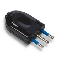 PLUG 3 PIN UNFUSED ITALY 10A 250V AC BLACK