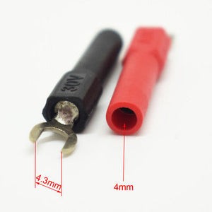 4mm SPADE W/LAT HLE RED