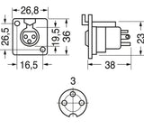 XLR CONNECTOR SOCKET 3POLE CHS BLACK FLEXICON