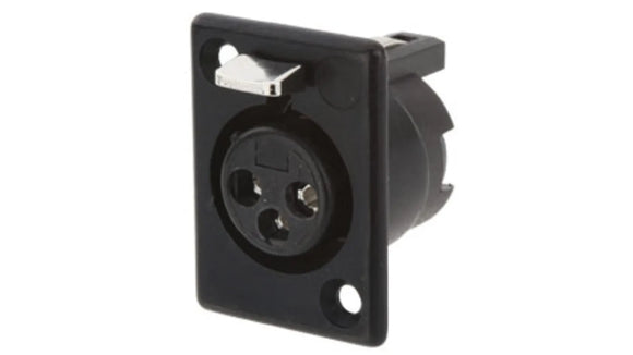 XLR DELTRON 3 POLE SOCKET PANEL MOUNT BLACK