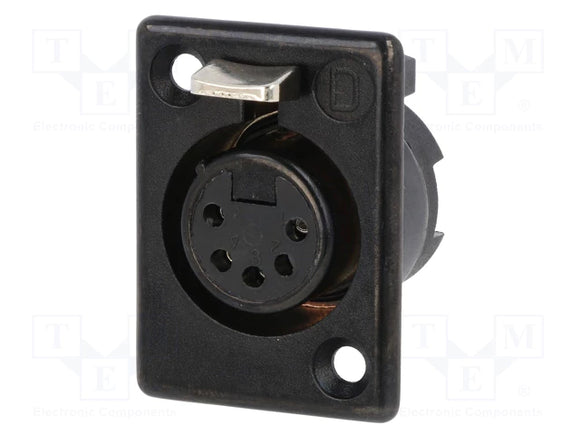 XLR DELTRON 5 POLE SOCKET PANEL MOUNT BLACK