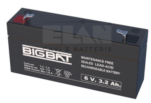 BATTERY LEAD ACID 6V 3.2AH BIGBAT L134xW34xH61MM