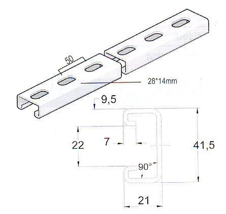 CHANNEL SUPPORT 41x21x1.5mm 3M