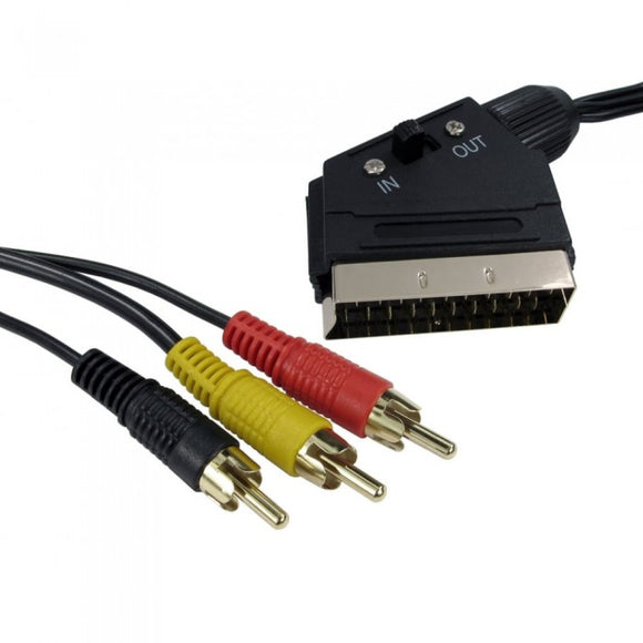 LEAD SCART PLUG-3xRCA PLUGS+SW FLEXICON