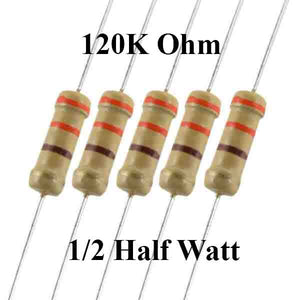 RESISTOR  0.5W 120K OHM METALFILM