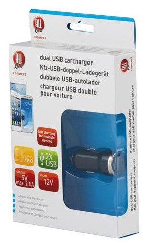 USB CAR ADAPTOR 5V 2.1+5V 1A 2 PORT