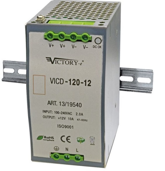 POWER SUPPLY SWITCH MODE 12V 10A DC DIN RAIL